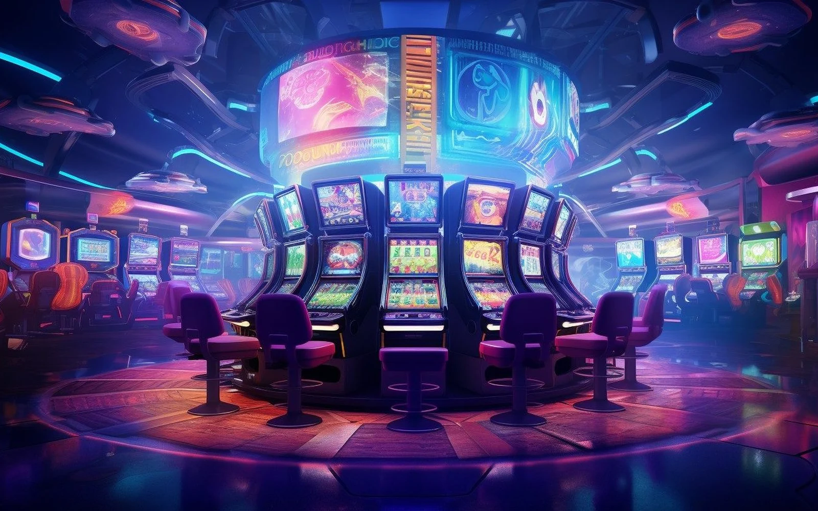Visual permainan slot bertema dengan reel berwarna